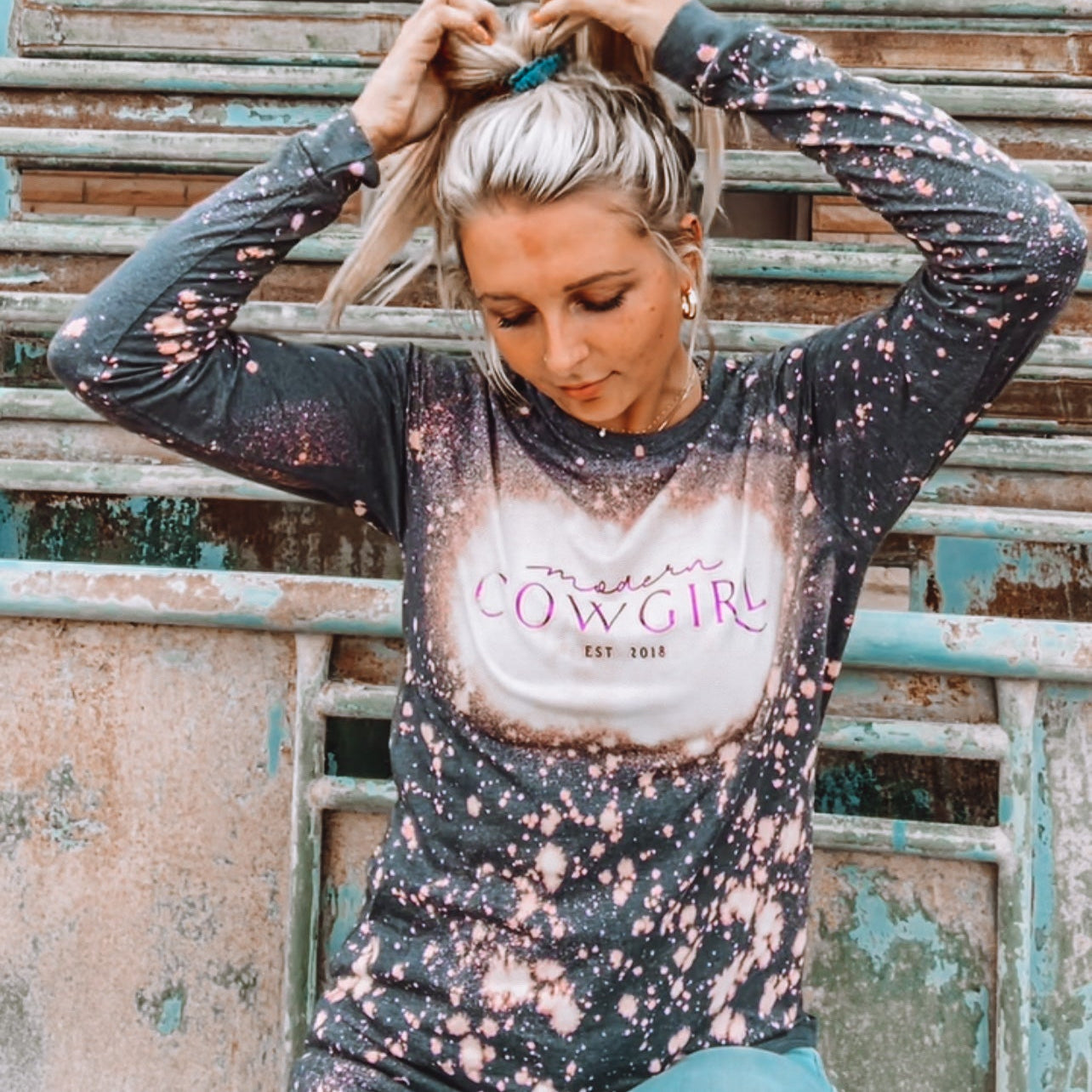 Custom Acid Wash Longsleeve - The Modern Cowgirl